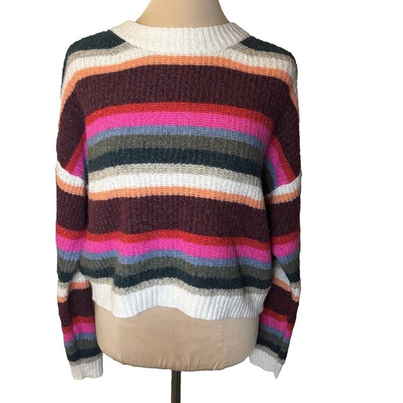 American Eagle Outfitters Tops - American Eagle Colorful Striped Knit Sweater, Long Sleeve Crewneck Size M #217